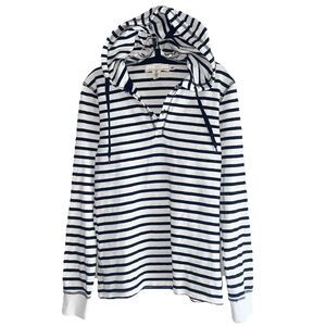 HM LOGG Hooded Striped Tshirt Size S Top Womens Black White Long Sleeve Coastal